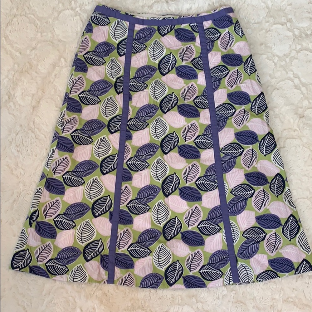 Boden purple leaf cotton skirt.